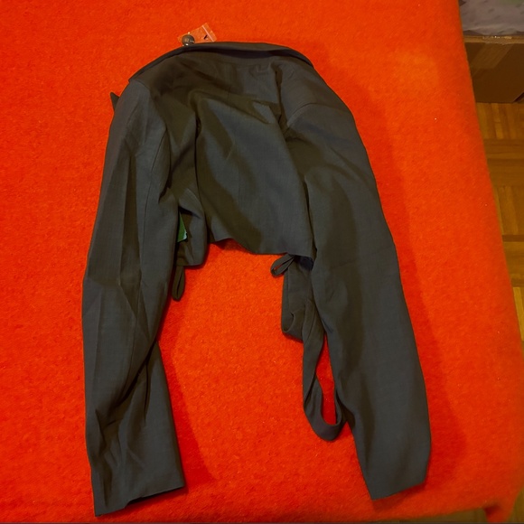 Sans Souci charcoal gray criss-cross ribbons cropped blazer NWT - Picture 12 of 12
